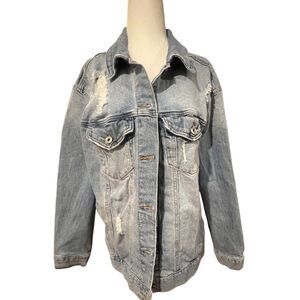 RE Generation by Celebrity Pink‎ women's denim jacket size large boyfriend fit